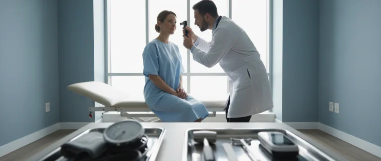 Врач проводит обследование пациента