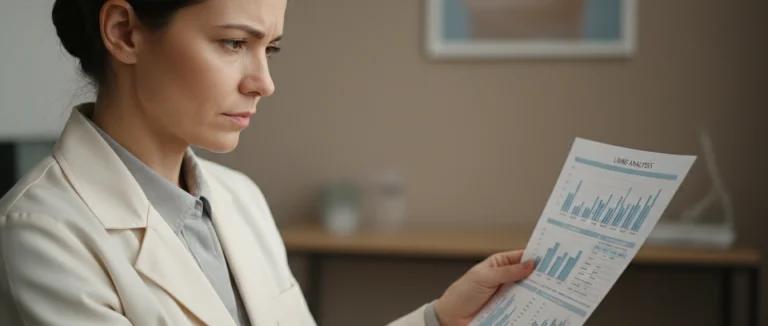 Врач анализирует результаты уринального анализа