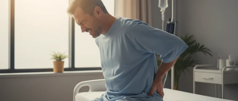 Боль при камнях в почках: пациент держится за пояс