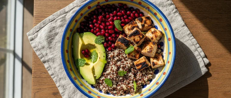 Блюдо с авокадо и гранатом