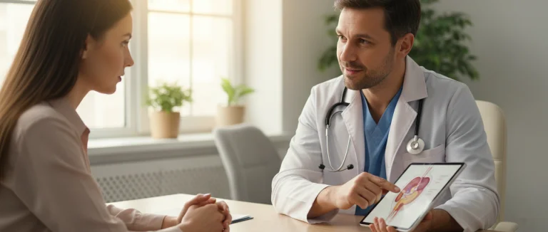 Врач обсуждает симптомы ИМП с пациентом