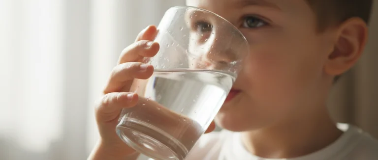 Мальчик пьёт воду