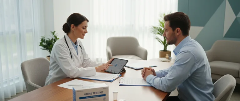 Врач осматривает пациента с симптомами ИМП