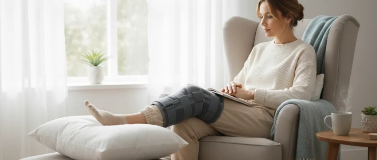 Пациент отдыхает с поддержкой ноги