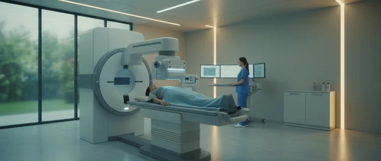 Пациент проходит DEXA‑сканирование в клинике