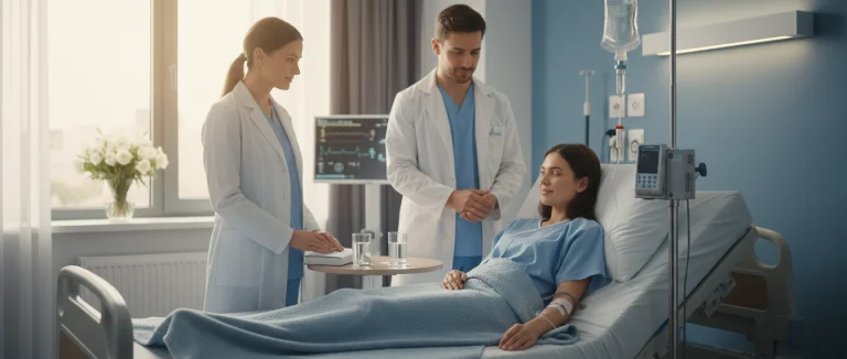 Пациент получает внутривенную терапию