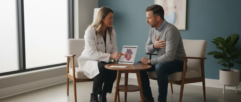 Врач обсуждает причины эректильной дисфункции с пациентом