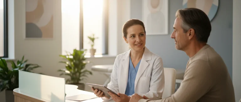 Врач проводит обследование пациента