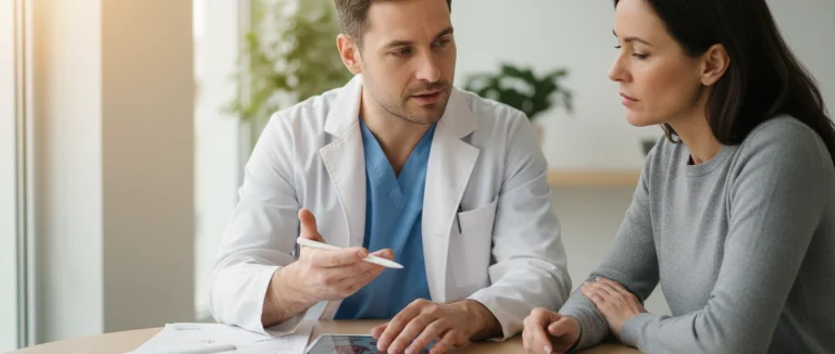 Врач обсуждает варианты лечения с пациентом