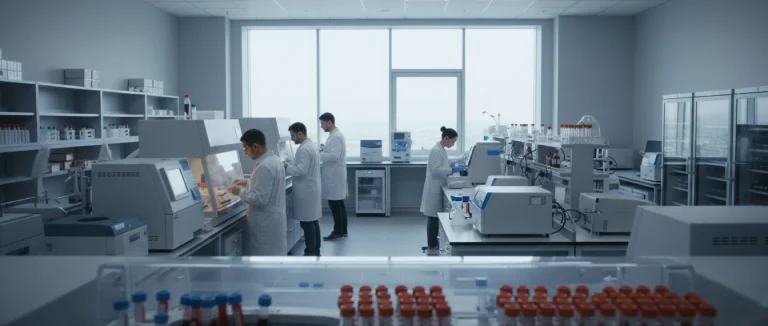 Лаборатория с образцами крови