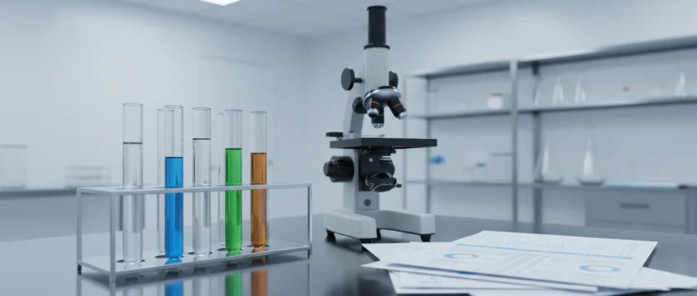 Лабораторные пробирки и результаты анализов
