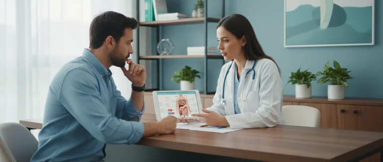 Врач обсуждает план лечения с пациентом