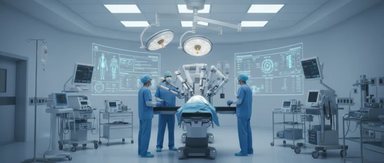 Современный операционный зал с хирургическим оборудованием