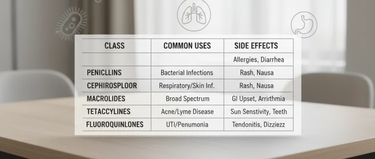 Таблица сравнения антибиотиков