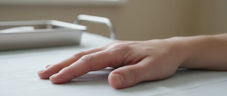 Больной держит руку, показывая болезненные суставы