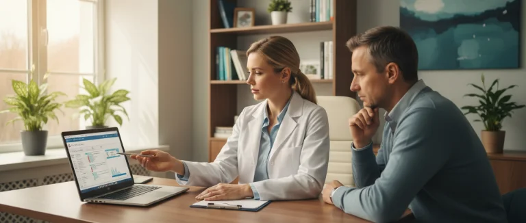 Врач обсуждает результаты анализа