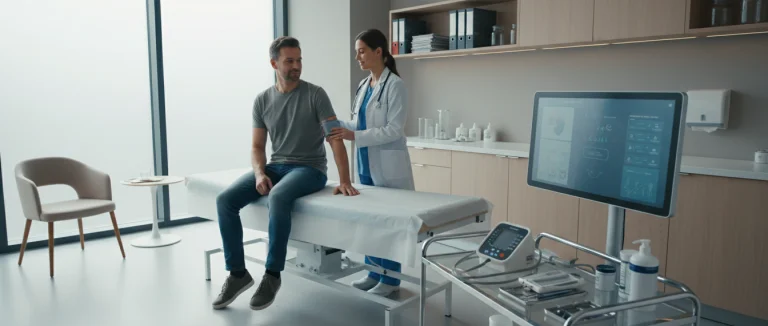 Врач проводит обследование пациента