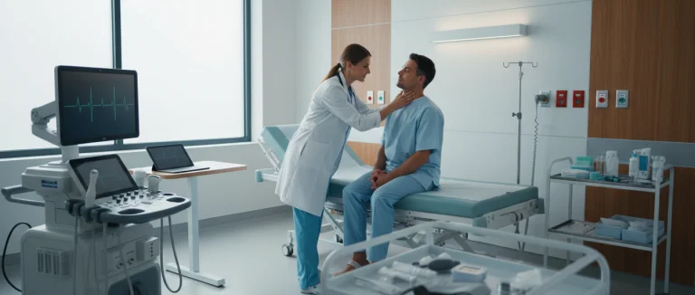 Врач проводит комплексный медицинский осмотр