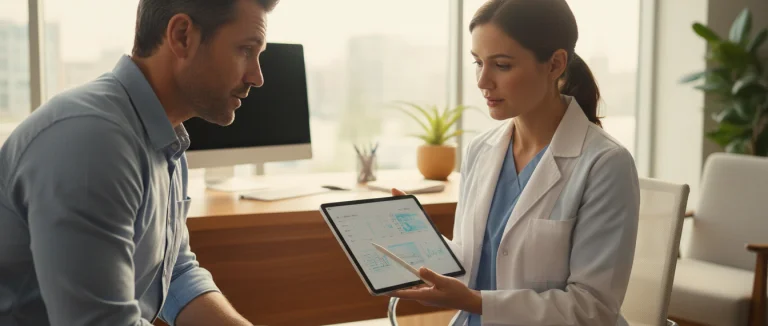 Врач обсуждает результаты анализа