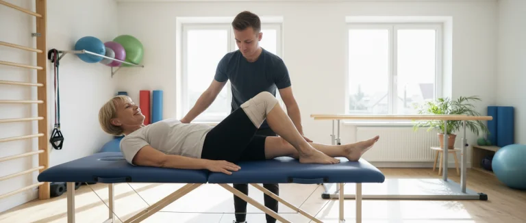 Пациент проходит физиотерапию после артропластики