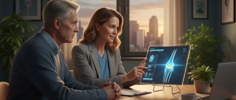 Врач обсуждает план артропластики с пациентом