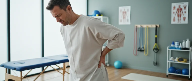 Человек держит поясницу от боли
