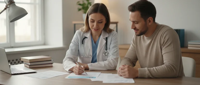 Врач обсуждает результаты обследования с пациентом