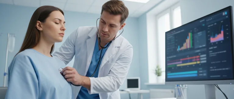 Врач проводит обследование пациента