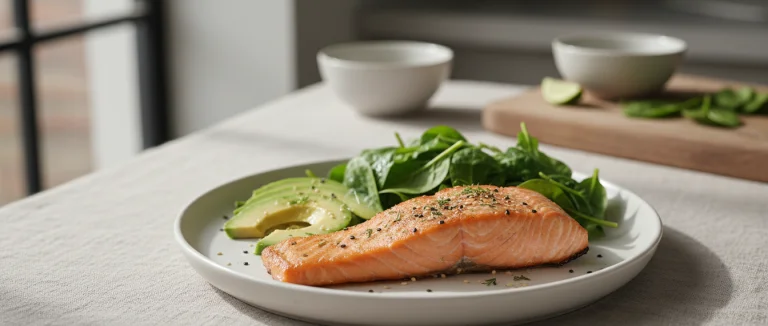 Блюдо с лососем и овощами