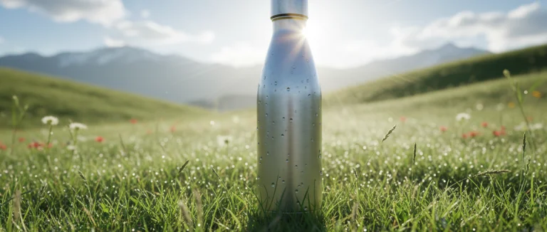 Бутылка чистой воды на фоне природы