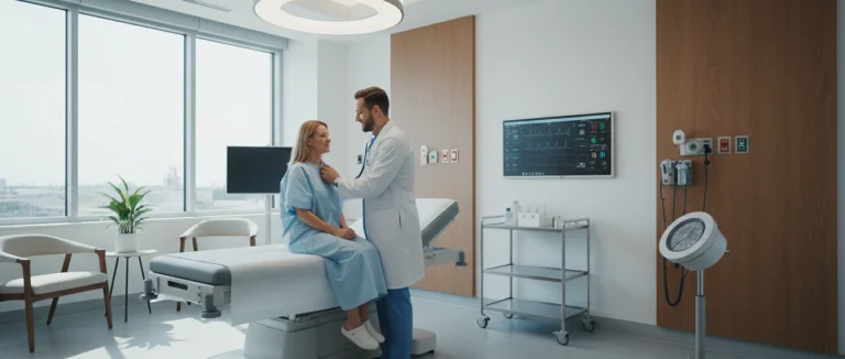 Врач проводит ежегодный медосмотр