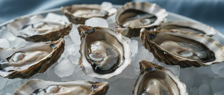 Свежие устрицы на льду