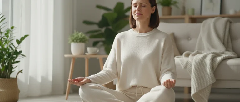 Женщина выполняет упражнения Кегеля