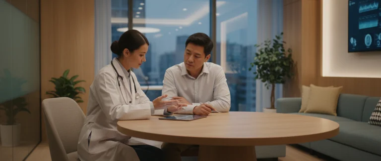 Врач обсуждает лечение с пациентом