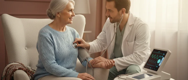 Пожилой пациент проходит годовой осмотр